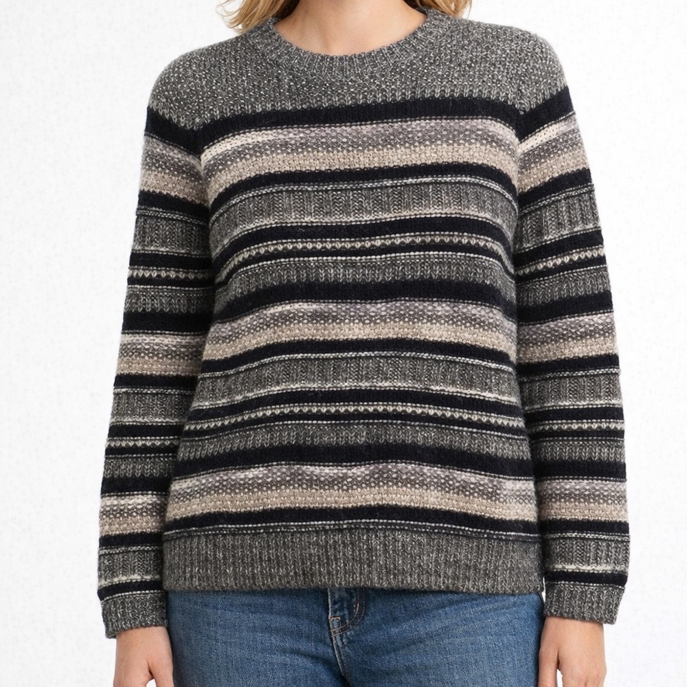 Ann Taylor LOFT Wool Alpaca Silver Metallic Striped Sweater